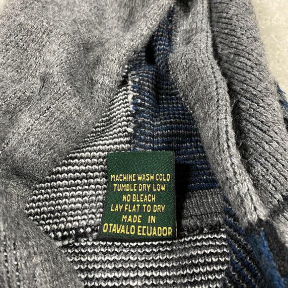 Tejidos Ruminahui Hoodie Mens L Gray Full Zip Knit Eagle Dreamcatcher Blue - Picture 3 of 8